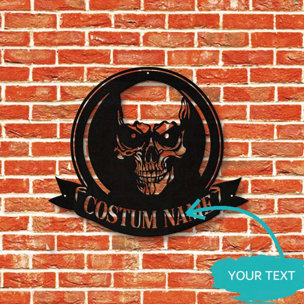Custom Skull Metal Wall Art Matte Finish Halloween Decor
