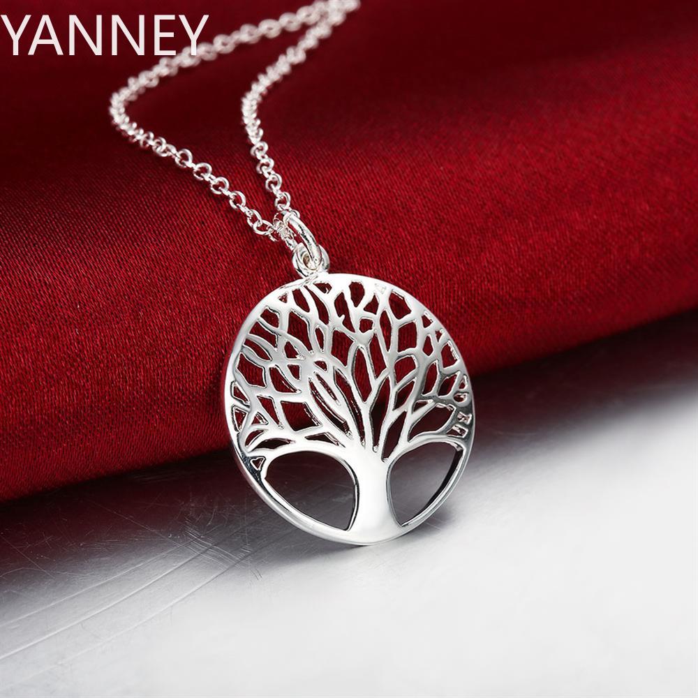 925 Sterling Silver Charm Round Tree Pendant Necklace For Women Luxury Fashion Party Wedding Accessories Jewelry Christmas Gifts