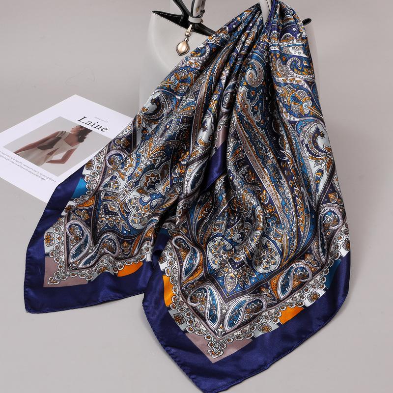 90 Square Scarves, Silk Scarves, Women's New Spring and Summer High-end Sense Versatile, Thin Scarves, Shawls Outside