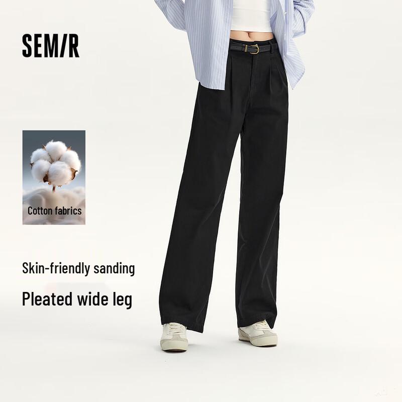 

Semir Women s Cotton Pleated Wide-Leg Trousers S