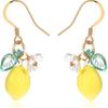 Cute Lemon Dangle Earrings for Women, Resin Yellow Lemon Hoop Earrings Minimal Fashion Fruits Dangling Earring for Women Sweet Earring