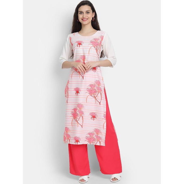 

Kurti gown, women, full print, vintage style, high quality fiber, soft and breathable, stylish and classic, printed round neck dress, Muslim simple S бежевий