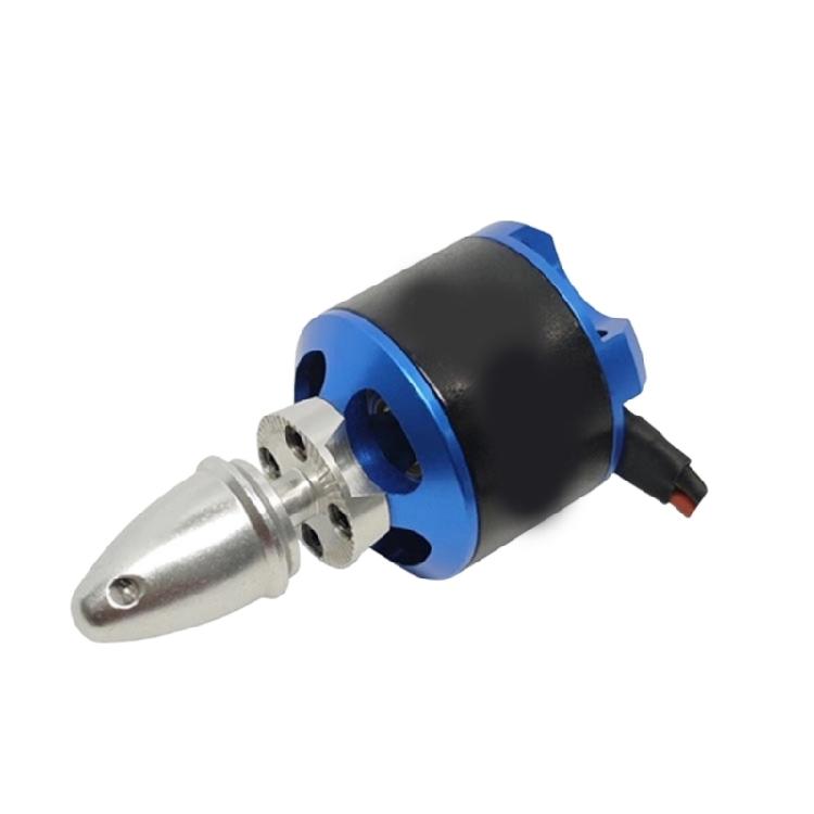Model Aircraft 1200Kv Brushless Motor with Brushless Construction, Metal Housing, Visible Front Mounting Holes, Shaft Adapter, and Rear External Wire