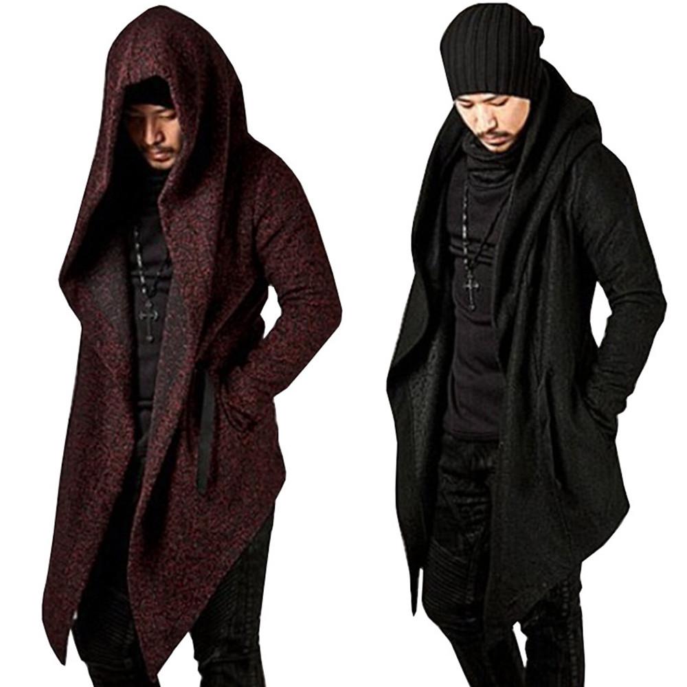 Men's  Winter Casual Pocket Irregular Trench Long Sleeve Outwear Blouse
