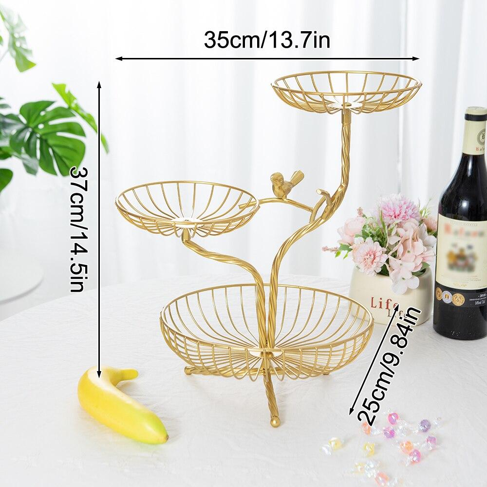 1PC Removable Household Wrought Iron Fruit Basket Fashion Creative Fruit Drain Desktop Storage Basket