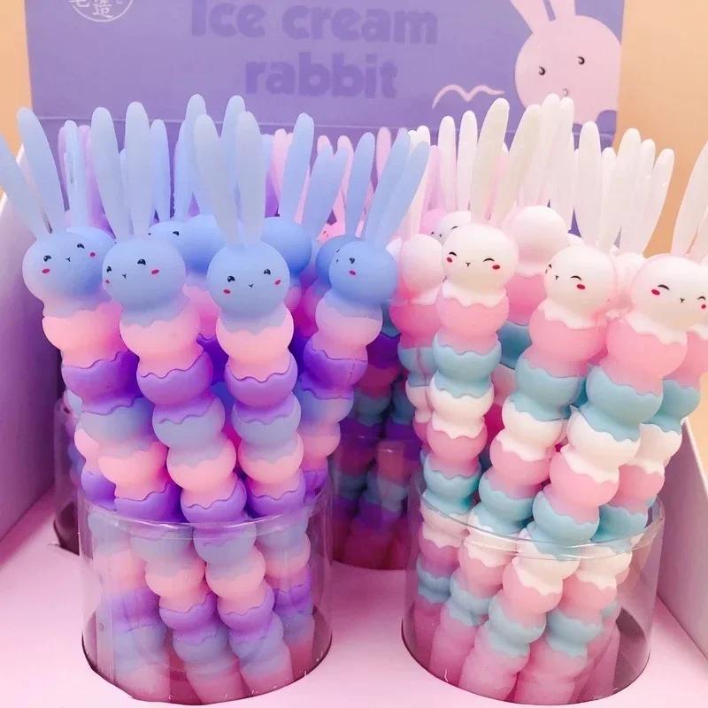 1 Pcs Random Color Creative Modeling Personality Gel Pen Small Fresh Cartoon School Rabbit Sweet Cute Office Stationery