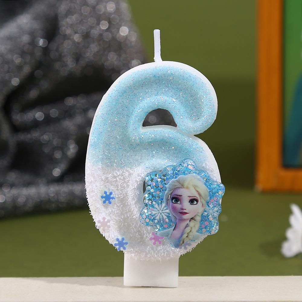 Snowflake Princess Handmade Birthday Candle Numbers 0-9 for Cake Decoration