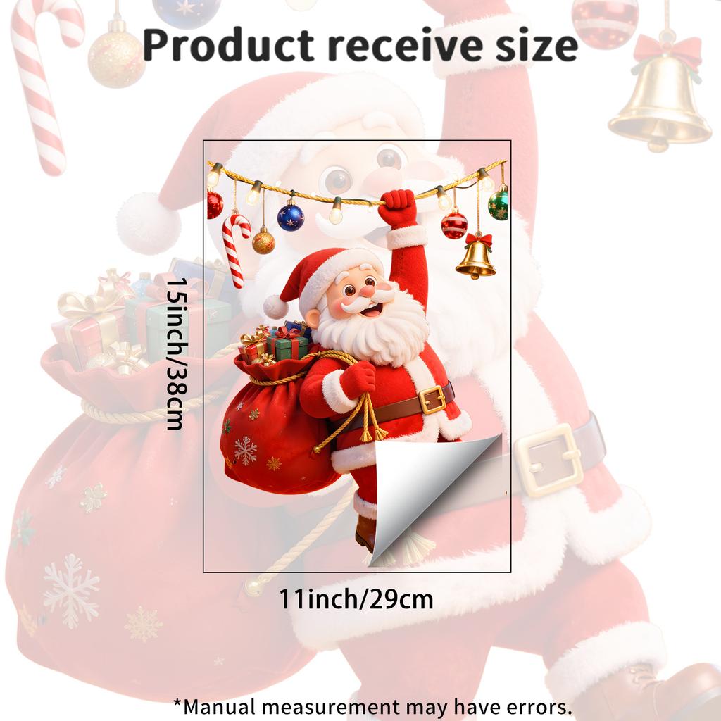 Cute Cartoon Santa Claus Toilet Cover Sticker for Bathroom and Shower Stall Decoration Sticker