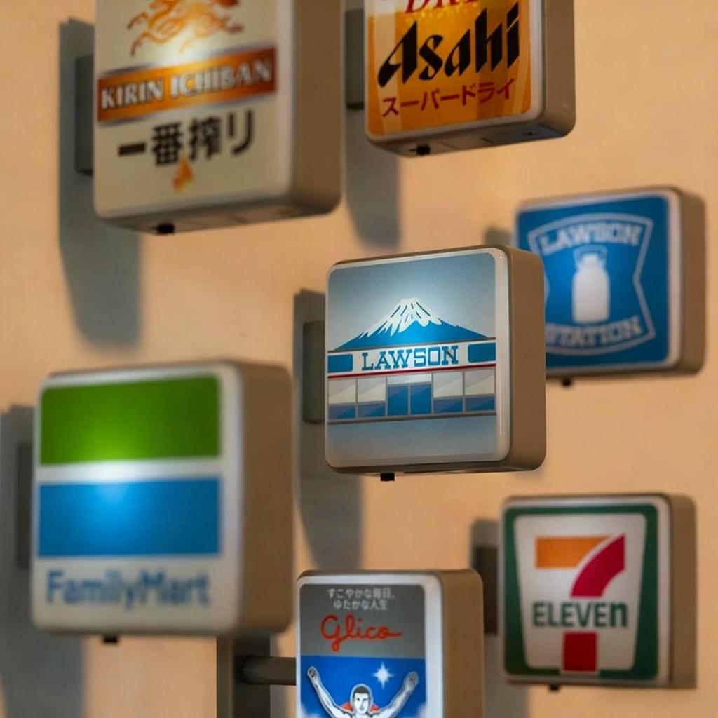 Mini Leuchtendes Japanisches Laden Schild Kühlschrankmagnet Dotonbori Glico Lawson 7‑Eleven Lake Kawaguchi‑ko Souvenir Kühlschrank Deko Magnet