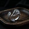 European & American Fashion Retro Smile Face Multi-layer Open Silver Ring - Trendy Korean Punk Simple Design for Women