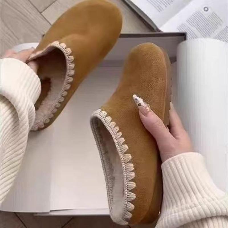 Casual outer wear slippers women's winter new bag head thick bottom niche velvet warm light hairy half drag
