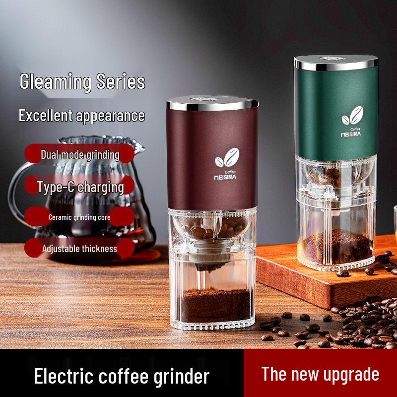 Electric Coffee Bean Grinder - Portable Hand-Crank Coffee Maker, Small Automatic & Household Use