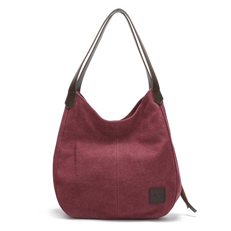 Borsa a Tote in Tela da Donna con Scomparti Multipli e Chiusura a Zip per Uso Quotidiano