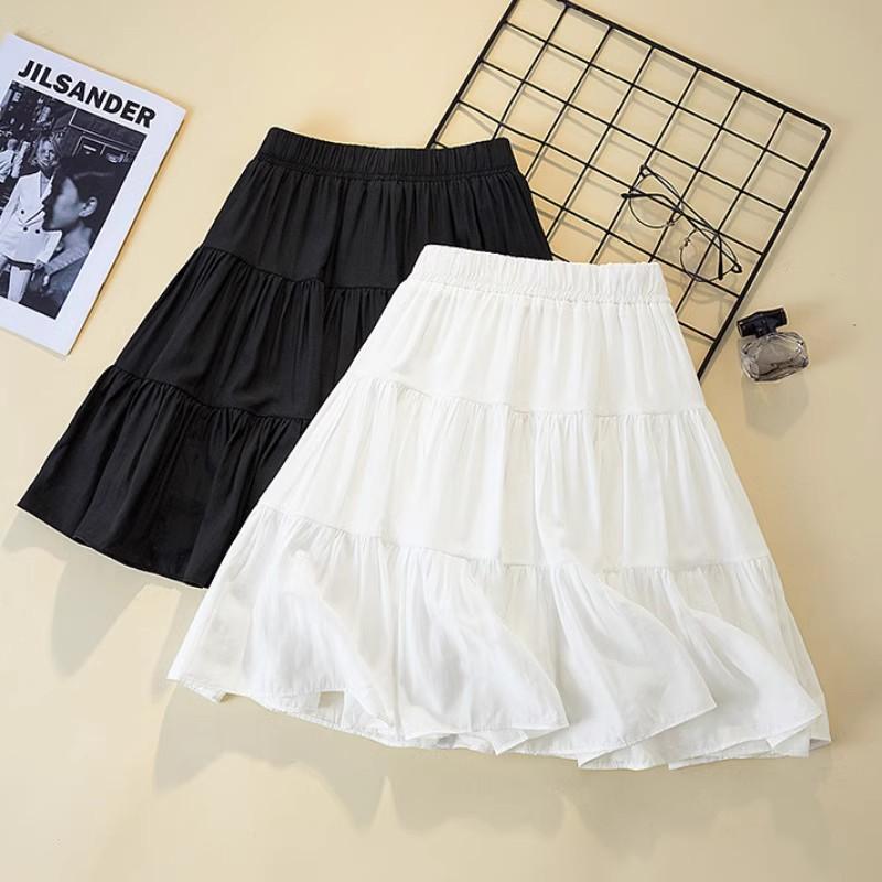 Plus Size Women's Summer Short Pleated Skirt High-Waisted A-Line Tiered Casual Design-forward Slimming All-match Versatile Skirt