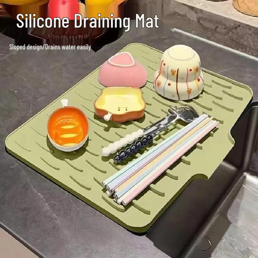 Cross-border Silicone Kitchen Mat: Waterproof, Heat-Resistant, Anti-Scald Tabletop & Draining Mat for Dishwashing and Pot Insulation