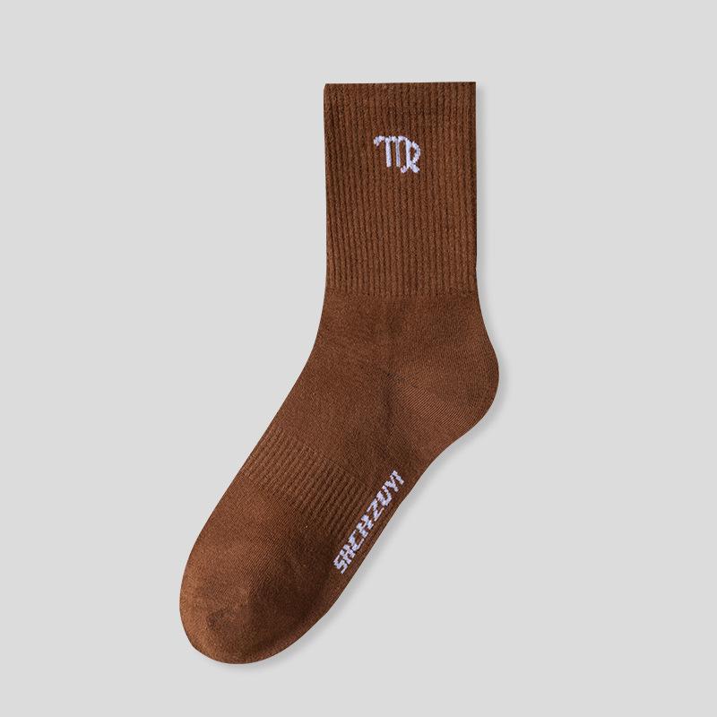 Chaussettes en coton hautement élastiques Douze Constellations: Tube moyen pour hommes et femmes pour sports légers, automne et hiver.