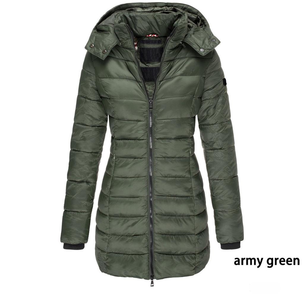 Women's Mid-length Cotton Jacket with Hood, Warm/body-highlighting/various Colors/zipper, Women's Winter Warm Jacket S-3XL