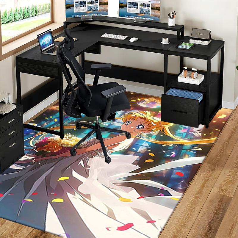 1pc Sailor Moon Anime Cartoon Design Chair Mat - Non-Slip Carpet for Office, Home Decor, Living Room, Bedroom, Game Room - Perfect Gift for Fans.O054