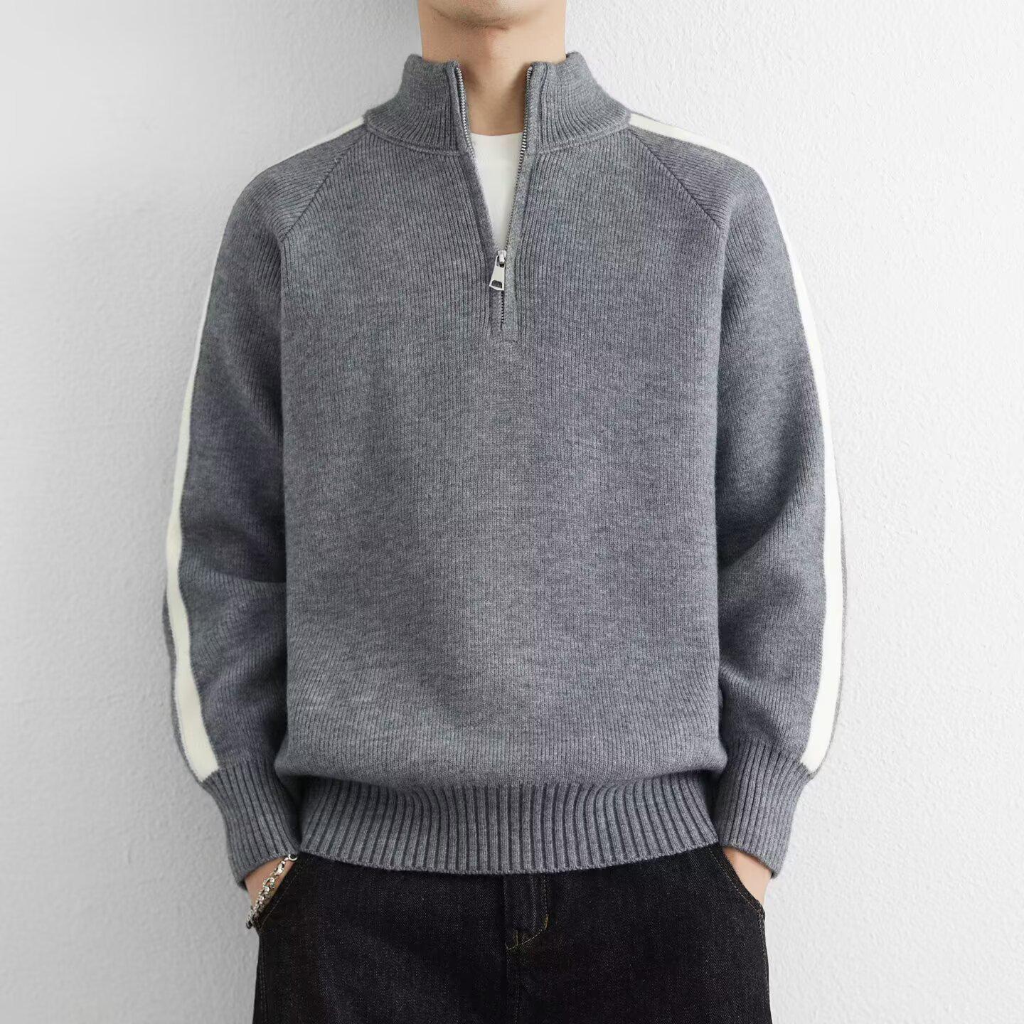 

Men s Arctic Fleece Red Half-Zip Color Block Sweater - High-Quality Knitwear for Autumn/Winter. M