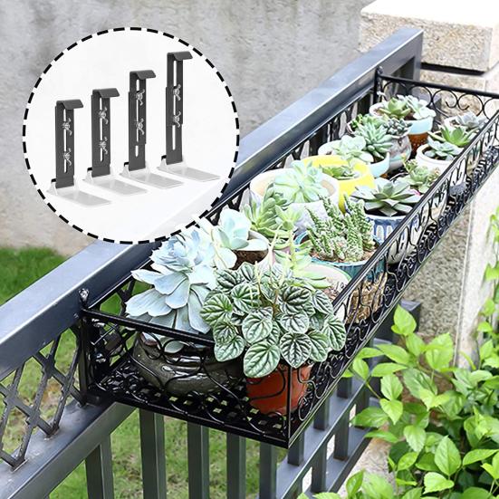 4 Pcs Window Box Brackets Heavy Duty Flower Box Brackets Adjustable Balcony Planter Holder for Deck Railing Balconies Window Box