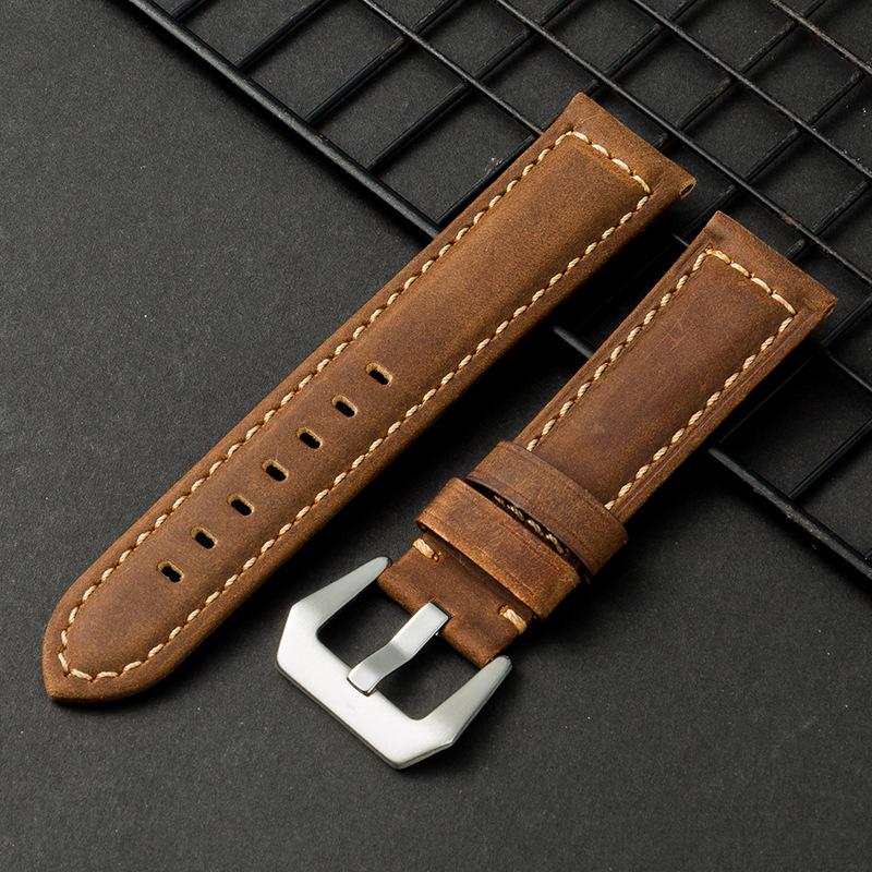 Crazy Horse Leather Frosted Retro Watch Strap 22/24/26mm - European & American Style
