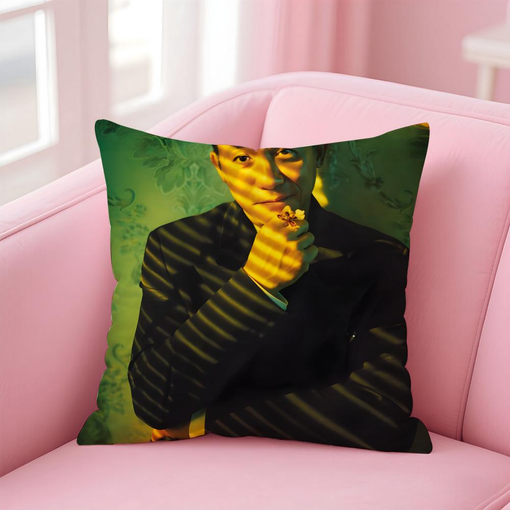 Handsome celebrities TTony Leung Cushion Cover Pillowcase Short Plush Invisible zipper Room Sofa Cushion Cover
