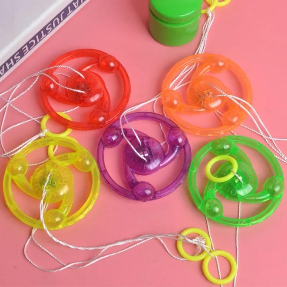 1pcs Kids Creative Bracing Wire Luminous Toy Flywheel Flash Spinning Top Light-emitting Gyro Fitness Shining Pull Line Flywheel