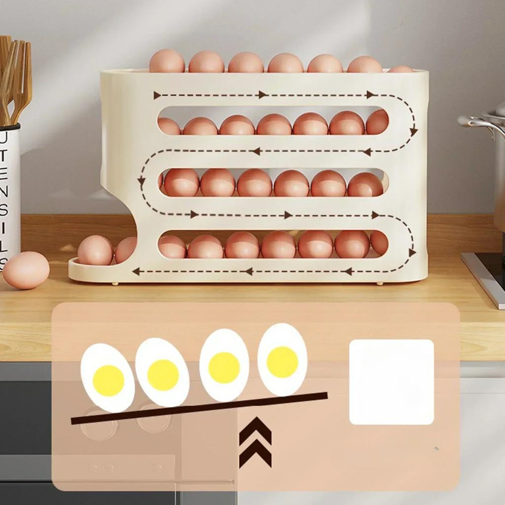 Slide Egg Storage Box Ladder Style Egg Box Storage Refrigerator Side Door Large Capacity Automatic Egg Rolling Machine