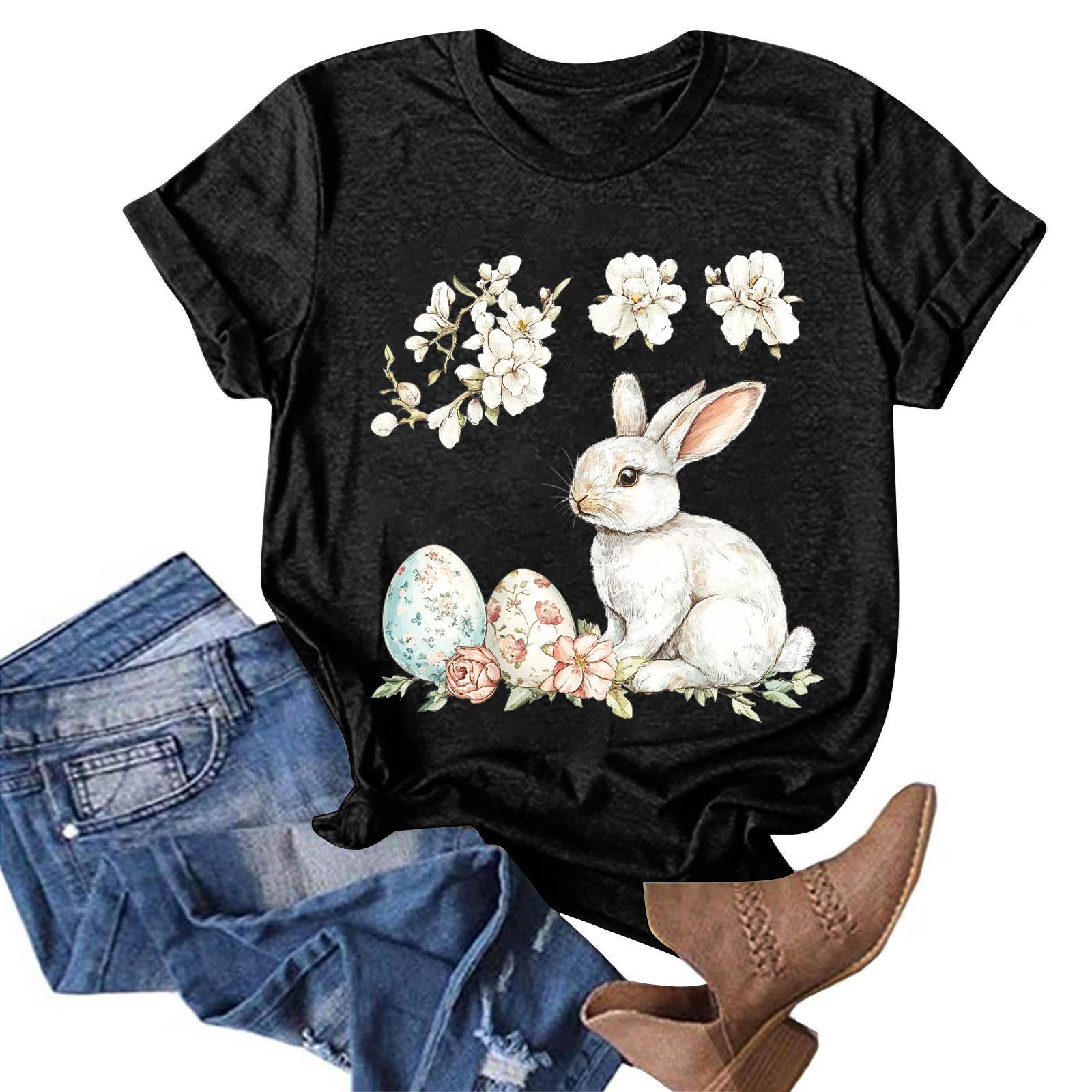 

Женская модная повседневная футболка с круглым вырезом и принтом, пуловер с короткими рукавами, топ XL чёрный