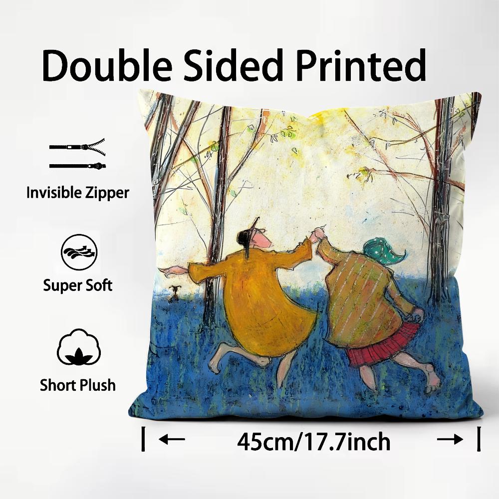Sam Toft Art Cushion Cover Plush Fabric Soft Double-Sided Printed Sofa Warm Winter Home Child Gift Pillow Case