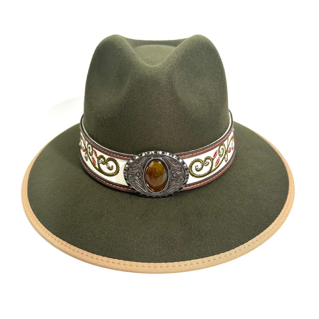 Men And Women Peach Top Western Cowboy Hat Style Jazz Hat Big Edge Top Hat