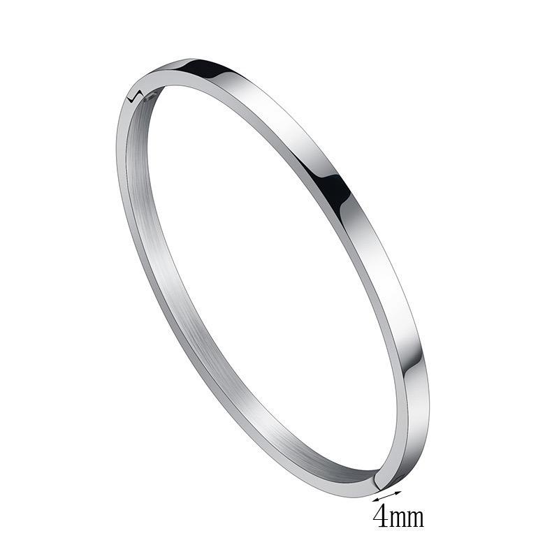 

New 4/6/8mm Stainless Steel Bangle Men Women Openable Unfading Bracelet Valentine Day Gift Leisure Versatile Accessories Joias