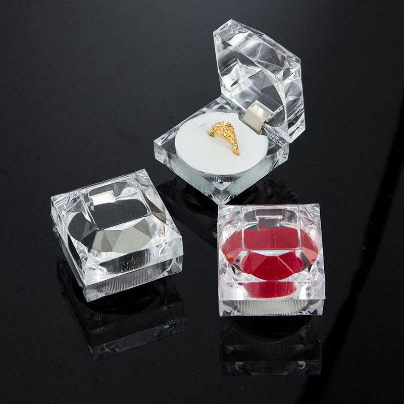 Acryl Transparent Kristall Ringbox Halter Schmuckverpackung Geschenketui Für Antrag Hochzeitsring Display Aufbewahrung Organizer