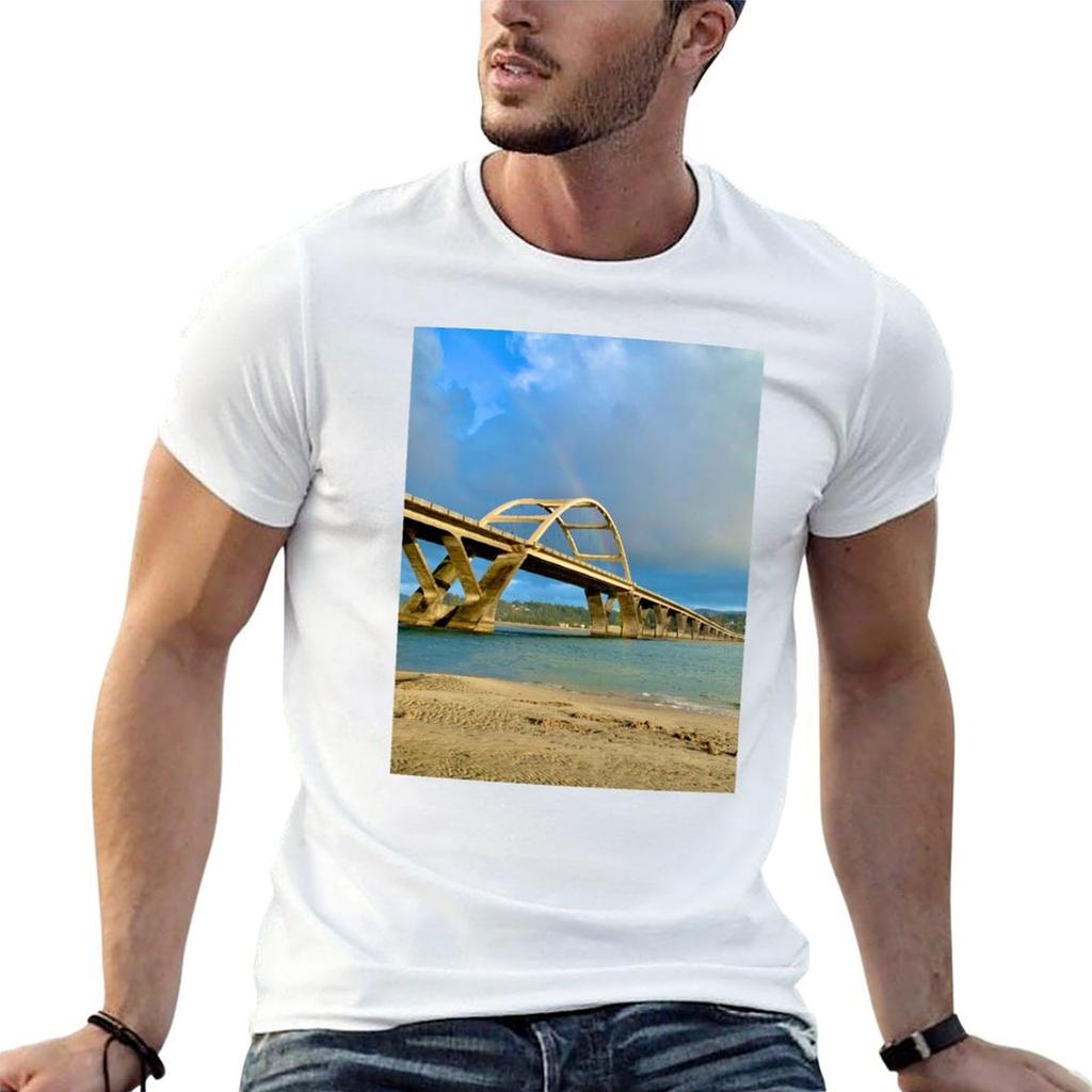 Alsea Bay Bridge T-Shirt Men T Shirt Cotton 100% Graphic T Shirts for Man Funny T Shirts Dark H