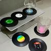 AQUALOACH Record-Style Coasters, Set of 6, Made of ABS Plastic, Stylish and Cute, Perfect Gift for Music Lovers, Drink Mat
