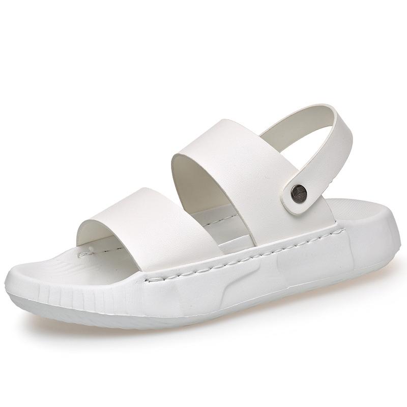 Fashion Summer New Designer Leather Sandals for Men Solid Color Dual-use Designer Slippers Male Fashion Casual Anti-slip Beach Shoes Man