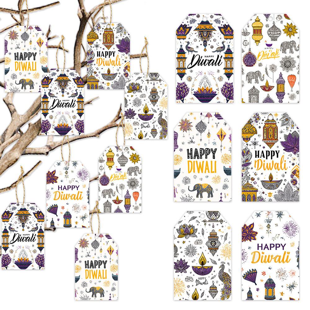 Diwali Theme Hang Tags For Party Decorations With 60pcs Paper Festive Labels