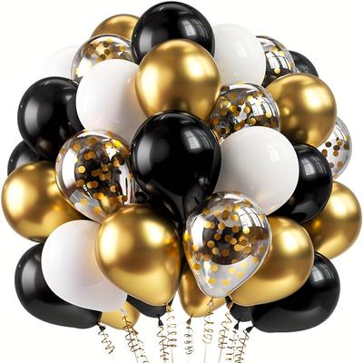 51Pcs Metallic Gold White Balloons Pearl Latex Balloon Gold Confetti Balloons for Birthday Weddings Baby Shower Party Decor