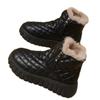 Soft leather snow boots women's winter non-slip new thick-soled women's cotton boots piled and thickened warm women's piled short boots