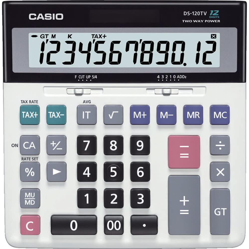 

Casio Standard Calculator Tax CalculationAdder Method Desk Type 12 Digit DS-120TW