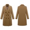 2023 Autumn/Winter Plus Size European Long Wool Women's Coat with 3-Button Closure, Available in Multiple Colors.
