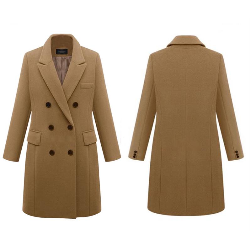 2023 Autumn/Winter Plus Size European Long Wool Women's Coat with 3-Button Closure, Available in Multiple Colors.