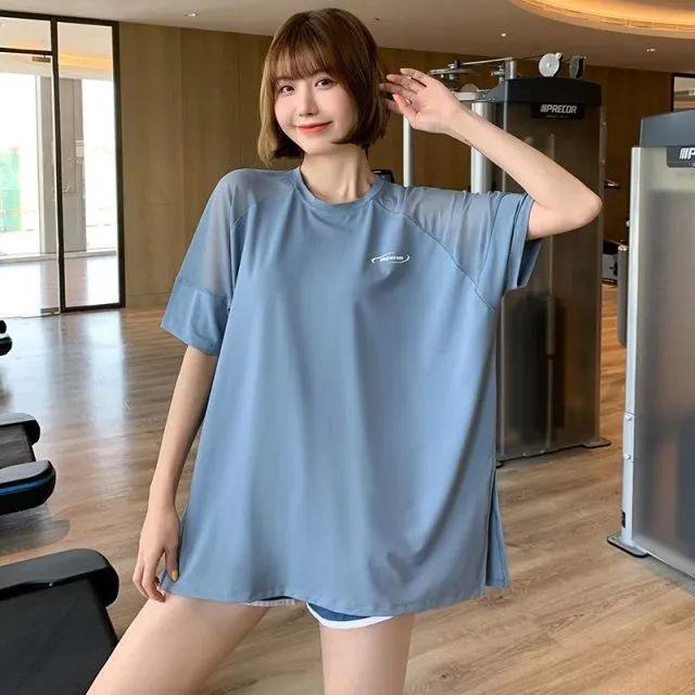 

Женская быстросохнущая футболка для бега из ледяного шелка - Впитывающая пот, свободного кроя для летнего фитнеса, спорта и альпинизма. XL