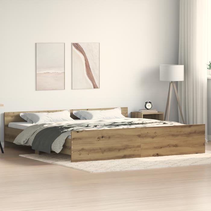 VidaXL Cadre de lit Artisan Chêne 200x200 cm Bois d'ingénierie 3329304