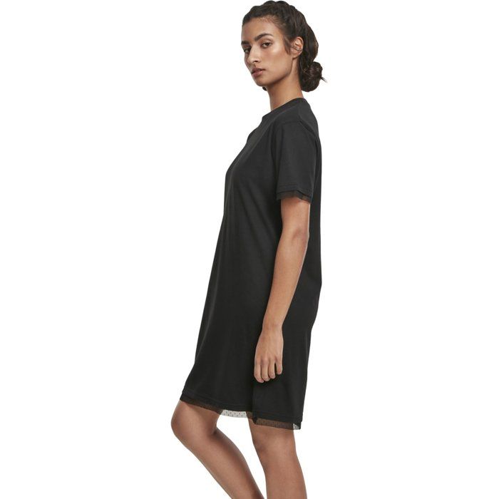 Urban Classics Ladies - Boxy Lace Hem Robe noir