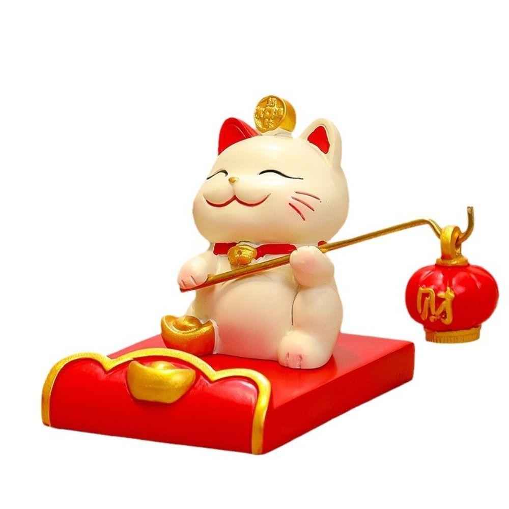 Chinese Style Lucky Cat Phone Holder Cute Cell Phone Bracket  Living Room Decoration
