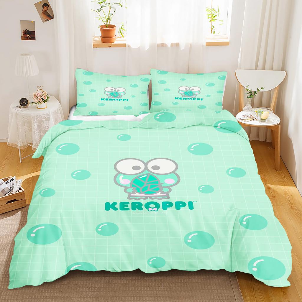 Keroppi Cartoon Quilt Cover Cute Big Eyed Frog Printed Soft Bedding Custom Made Home Baby Bedroom Comforter Children Gift