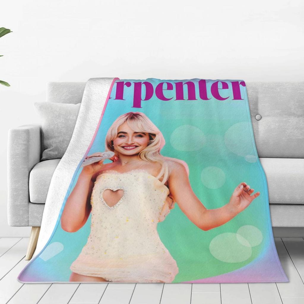 Custom Sofa Fleece S-Sabrina Carpenter Throw Blanket Warm Flannel Blankets For Bed Travel Sofa Bedspreads