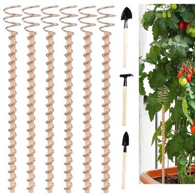 1/6Pcs 17-inch Electroculture Plant Stake Wood Rod Garden Plants Vegetables Growing Electro Culture Copper Wire Coil