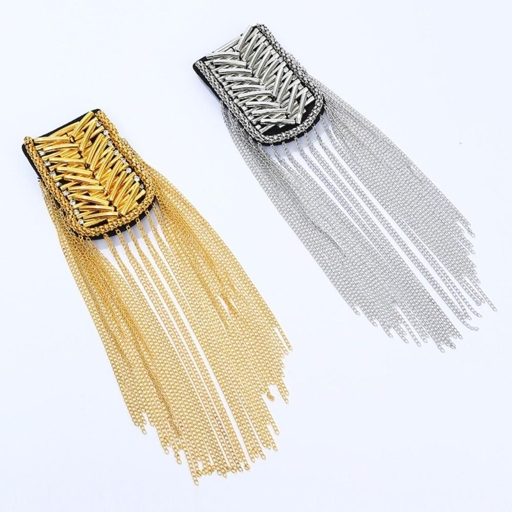 Rhinestone Tassel Epaulette Brooch Pin Beads Clothing Accessories Shoulder Brooch for Men Women
